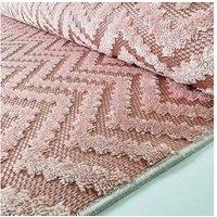 Dusky Pink Chevron Zig Zag Outdoor Rug - Recyclable Polypropylene, Flat Woven, Modern Scandi Style