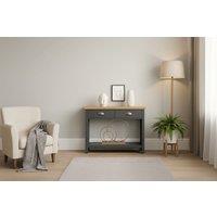 Slim Console Table with Storage - 2-Tone Wood Effect, Modern Hallway & Living Room Furniture