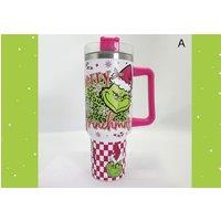 40oz Stainless Steel Christmas Tumbler with Handle - Insulated Festive Drinkware, 7 Designs