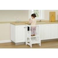 Children's 2-in-1 MDF Step Stool & Table Set with Safety Rail & Chalkboard - Toddler Seating Solution
