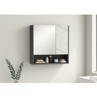 Light Grey Wall-Mounted Bathroom Mirror Cabinet - Modern Storage, Soft-Close, Water-Resistant