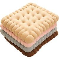 Biscuit Shaped Plush Pillow - Soft Breathable Polyester, 2 Shapes, 4 Colours, Versatile Home Decor