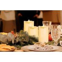 Set of 3 LED 3D Wick Flameless Candles - Battery Operated Decorative Home Lighting, Ivory & Crystal, Multiple Sizes