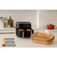 100-Pack Air Fryer Liners - Greaseproof, Food Safe, Universal Fit for Ninja, Salter, Tower & More