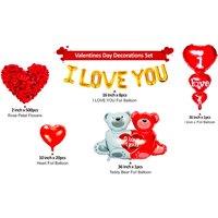 Valentine's Day Heart Balloons Home Decor Kit - Aluminium Foil & Non-Woven Rose Petals