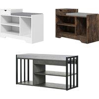 Wooden Shoe Storage Bench with Upholstered Seat - 3 Colour Options, Modern Hallway Organiser