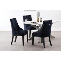 Velvet Dining Chair Set with Knocker Back - Plush Upholstered, Wooden Legs, 1/2/4/6 Seater, Modern Classic