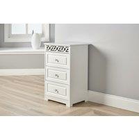 Whitehaven Solid Wood Bedroom Storage Cabinet - 3 or 4 Drawers, Classic White, Crystal Handles