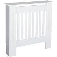 White MDF Radiator Cover - Modern Slatted Decorative Panel, Durable Wood, 78cm, Contemporary Home Decor