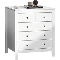 PRICE DROP! White Modern 5-Drawer Chest with Metal Handles - Contemporary Bedroom Storage