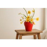 Handcrafted Ceramic Strawberry Vase - Quirky Home Decor in Red or Pink, 2 Sizes