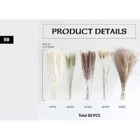 Natural Dried Pampas Grass Bouquet - Bohemian Decorative Stems, 17" Real Grass, 6 Size Options for Vase & Wall Art