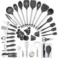 42-Piece Stainless Steel & Silicone Kitchen Utensils Set - Complete Cooking & Baking Essentials