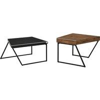 PRICE DROP! Rustic Brown Geometric Coffee Table Set - Industrial Steel & Wood, Space-Saving Living Room Furniture