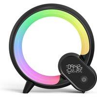 Modern LED Q-Shaped Sunrise Alarm Clock Table Lamp - ABS+PC, White or Black, Mini/Large