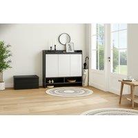 High Gloss Grey Modular Shoe Cabinet - Wood, Adjustable, 24-Pair Storage, Minimalist Entryway Cupboard