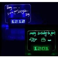 3in1 Digital Alarm Clock Memo Board & LED Night Light - Modern Multi-Function Desk Decor
