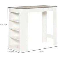 Contemporary Space-Saving Dining Bar Table with 4-Tier Storage, White & Wood-Effect, Compact 2-Seater