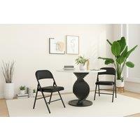 Set of 2 Faux Leather Cushioned Folding Chairs - Black, Steel Frame, 120kg Capacity, Space-Saving