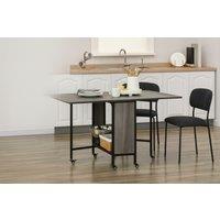 Space-Saving Wooden Drop Leaf Storage Table - Folding, Lockable, High Capacity, Modern Grey
