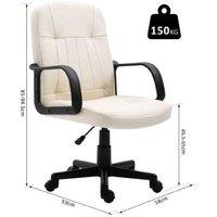 Ergonomic PU Leather Swivel Office Chair - Cream, 150kg Capacity, Adjustable, Modern