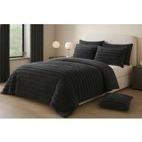 Luxury Teddy Fleece Jumbo Corded Duvet Cover & Pillow Set - Ultra-Soft, Machine Washable, Modern Ribbed Bedding in Single, Double, King & Super King |