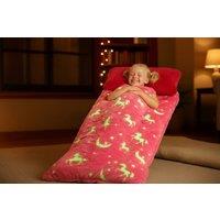 Kids Glow-in-the-Dark Dinosaur Sleeping Bag - Soft, Machine Washable, 66" x 30", Blue or Pink
