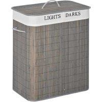 Freestanding Bamboo Laundry Basket Set - Dual Compartments, 100L Family Capacity