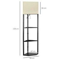 PRICE DROP! Modern Black Corner Floor Lamp with Shelves - Ambient Lighting, Triple Storage, Easy Pull Switch