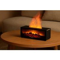 Fireplace Style LED Flame Effect Aromatherapy Diffuser - Modern Tabletop Home Decor, 150ml, Black or White