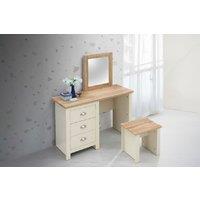Cream Finish 3-Door Wardrobe 7-Drawer Chest 2 Nightstands and Mirror Bedroom Furniture Set