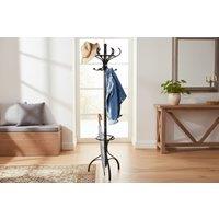 Solid Birch & Poplar Scandi Coat Stand - 12-Hook Bedroom Clothes & Hat Rack with Umbrella Holder, Compact Storage, Space-Saving Modern Stand