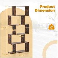 S-Shaped Wooden Bookcase - 5-Tier Modular Storage Shelf, Industrial Style, Space-Saving, Durable Wood