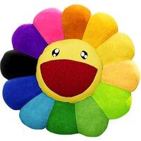 Smiley Face Sunflower Plush Cushion Pillow - Ultra-Soft, 40cm or 60cm, 10 Vibrant Colours