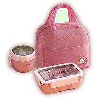 3Pc Leakproof Bento Box Set with Lunch Bag - 4 Colours