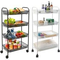 Alex Nash 4-Tier Metal Storage Trolley - White or Black