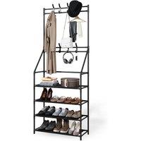 Modular Metal Shoe Rack & Coat Stand - Stackable Entryway Storage, Marble-Effect Shelves, 4 or 5 Tier