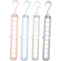 9-in-1 Modular Plastic Space-Saving Clothes Hangers - Stackable Wardrobe Organiser, 2 Sizes, 4 Colours