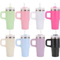 14oz Stainless Steel Tumbler With Handle & Flip-Straw Lid