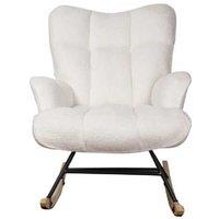 Teddy Rocking Chair - Plush White, Ergonomic, 150kg Capacity, Scandi Style Nursery Rocker