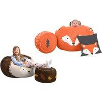 Playful Animal-Themed Beanbag Bundles for Kids - Hedgehog & Fox Designs
