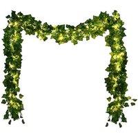 10M Artificial Ivy Fairy Lights with 100 Warm White LEDs & Green Leaves - 3 Options