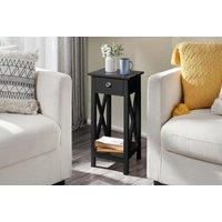Wooden One Drawer Slim Console Table with Vintage X-Frame Sides - Black or White