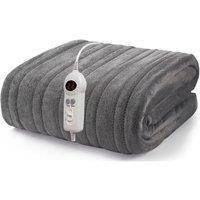 Electric Heated Throw Blanket in Plush Grey with Digital Controls & Timer