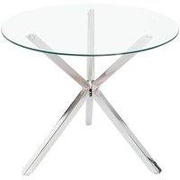 Contemporary Round Tempered Glass Dining Table with Stylish Chrome Base
