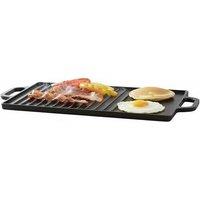 Non-Stick Cast-Iron Griddle Pan with Reversible Smooth and Ribbed Sides