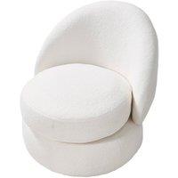 Chic Upholstered Swivel Chair - White Fleece Design