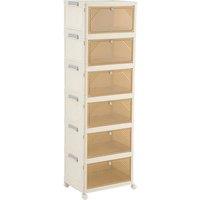 6-Tier Foldable Shoe Cabinet with Lockable Wheels and Transparent Cover