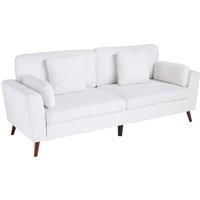 Chenille Upholstered 2-Seater Sofa with Cushions - White
