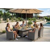 Royal Craft Nevada 6-Seater Rectangular Rattan Garden Dining Set - Brown or Grey
